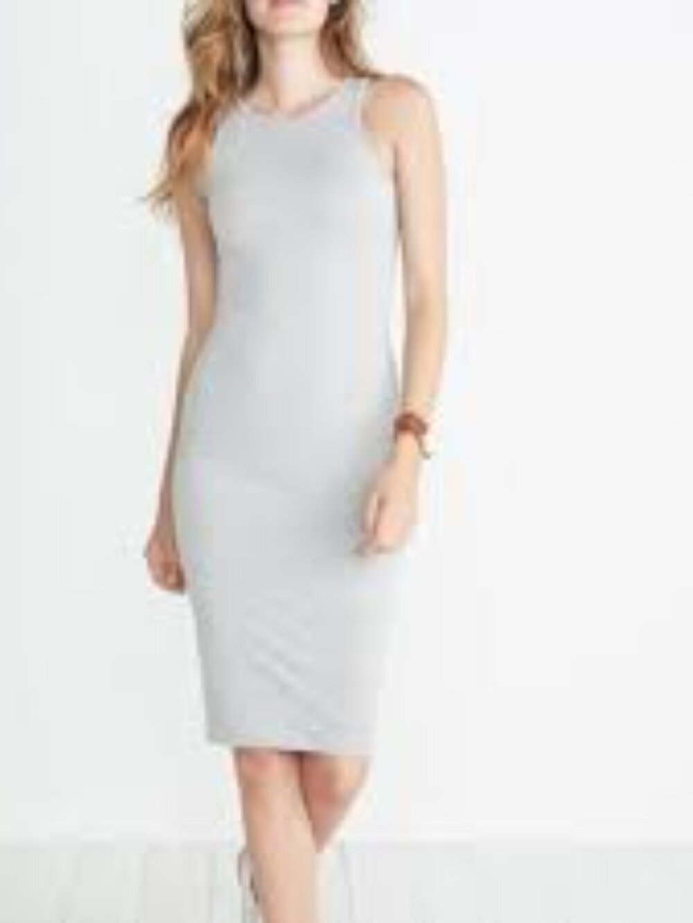 Marine Layer Lexi Sleeveless Midi Dress In Thin Grey/white Stripe (Size XS)